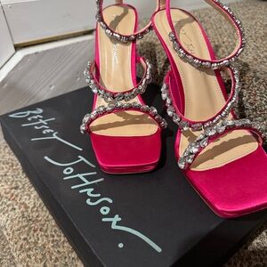 Betsey Johnson Fuchsia and Silver Heels